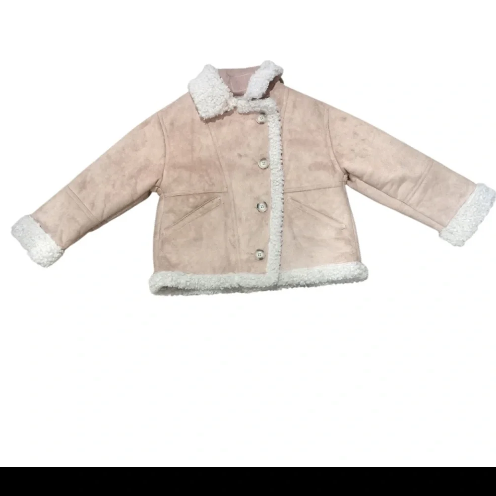 Zara Tan Faux Shearling Jacket Kids Size 7